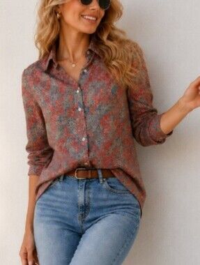 Lauren Jeans Co. Ralph Lauren Red Paisley Button Down Shirt - M